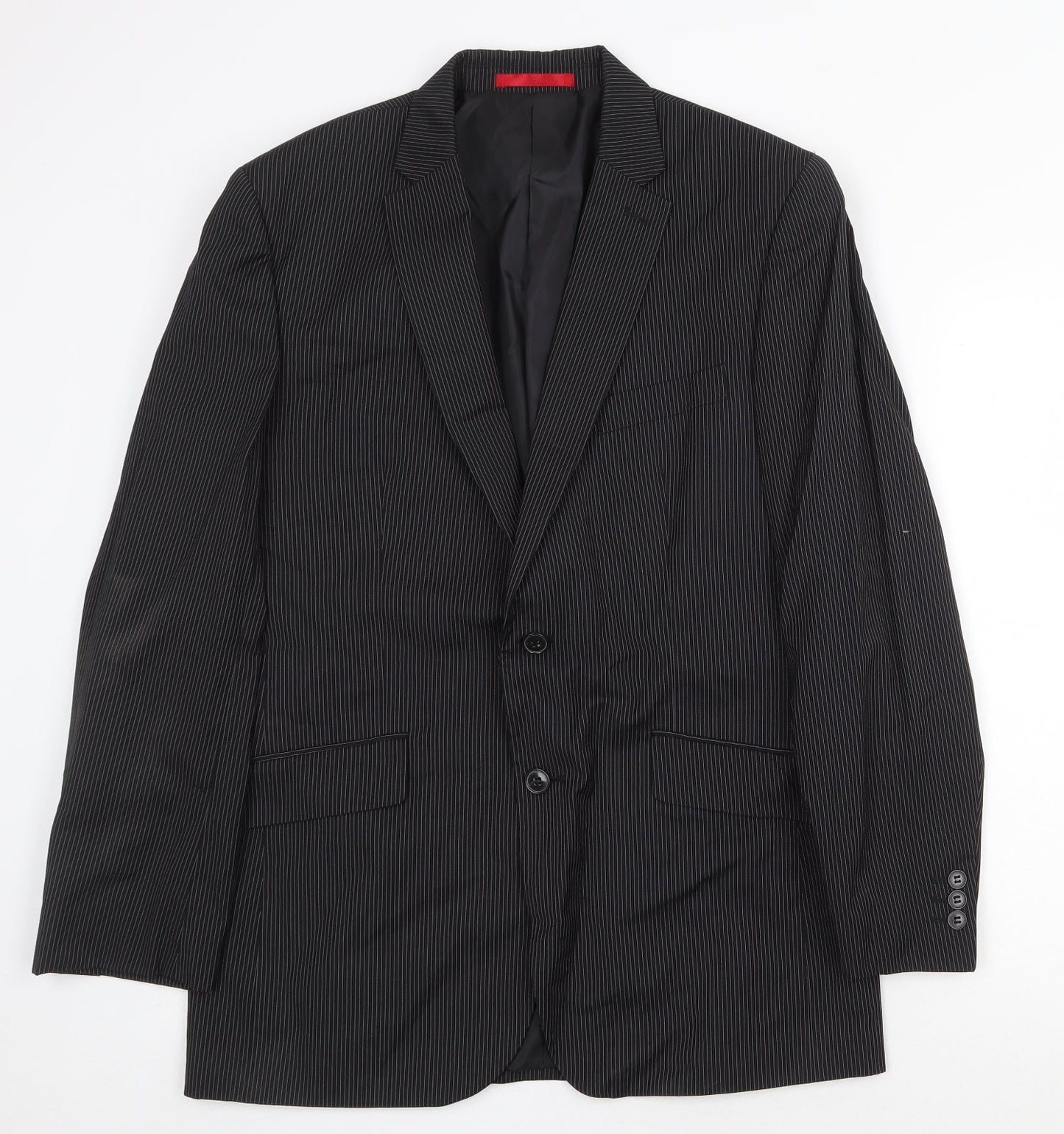 Burton Mens Black Striped Polyester Jacket Blazer Size 40 Regular