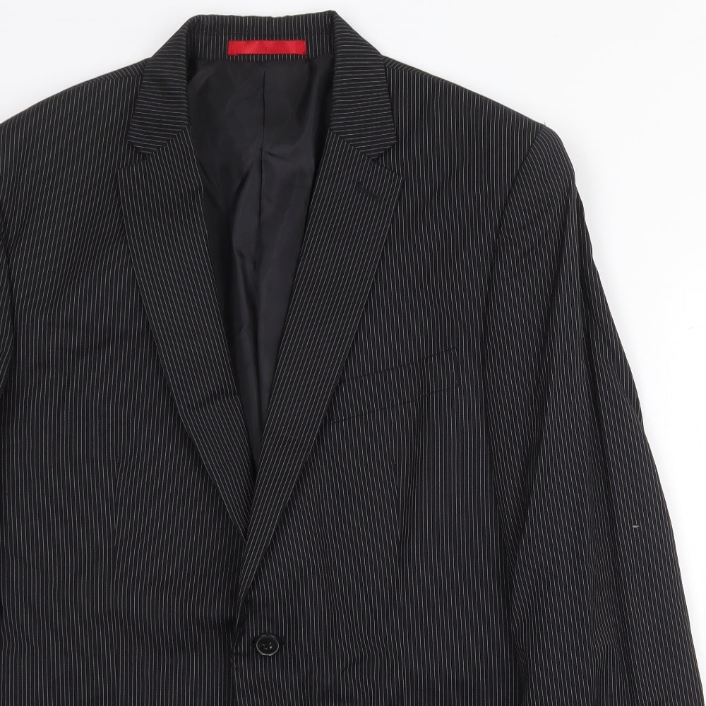Burton Mens Black Striped Polyester Jacket Blazer Size 40 Regular