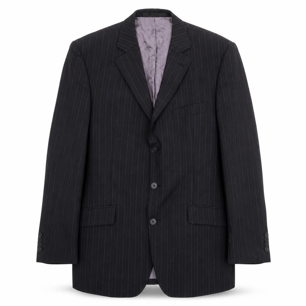 Marks and Spencer Mens Black Striped Wool Jacket Suit Jacket Size 40 Regular