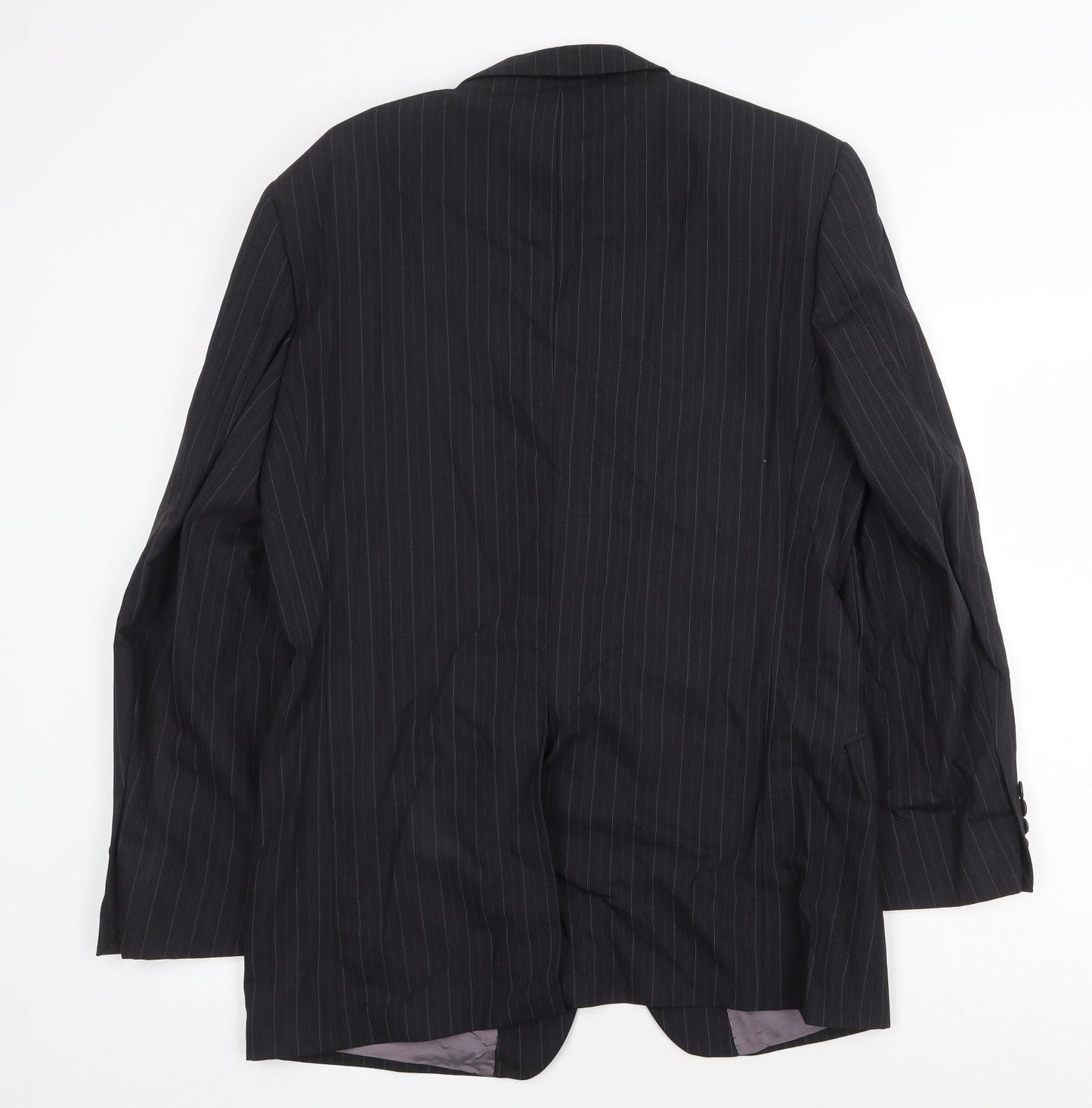 Marks and Spencer Mens Black Striped Wool Jacket Suit Jacket Size 40 Regular
