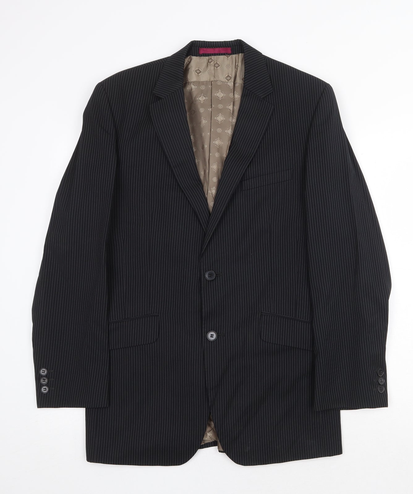 Limehaus Mens Black Striped Polyester Jacket Suit Jacket Size 38 Regular