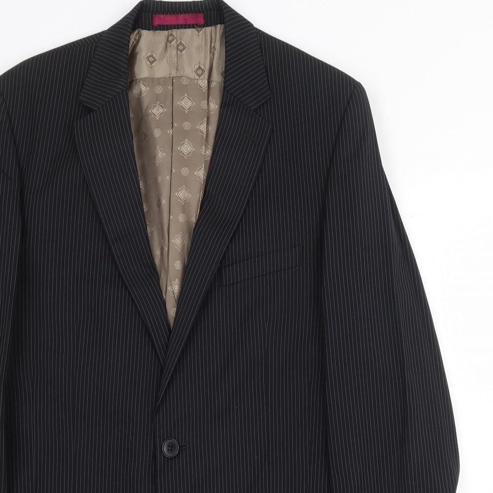 Limehaus Mens Black Striped Polyester Jacket Suit Jacket Size 38 Regular