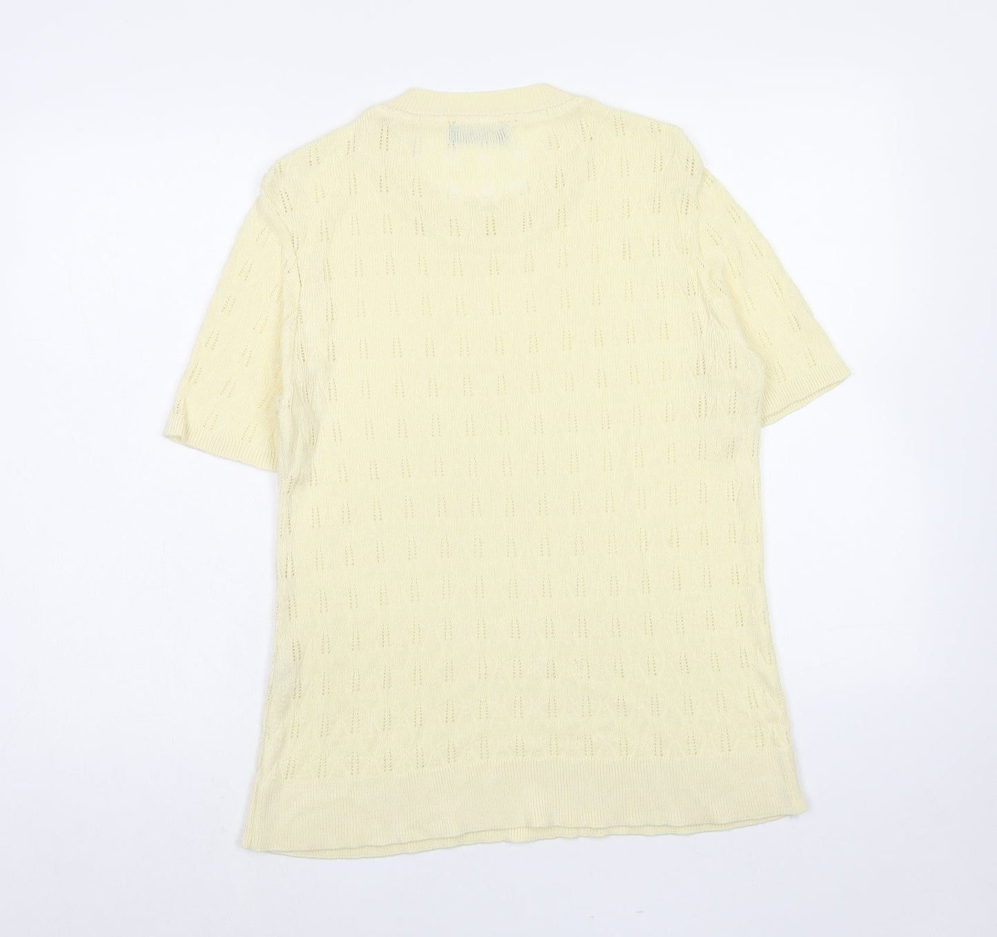 Pure Fashion Womens Yellow Round Neck Cotton Pullover Jumper Size S - Size S-M
