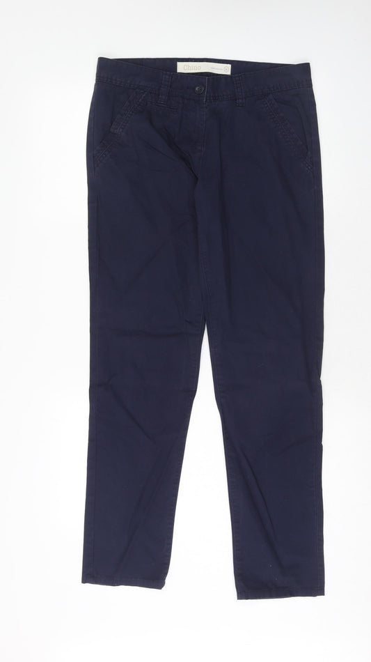 NEXT Womens Blue Cotton Trousers Size 8 Regular Zip