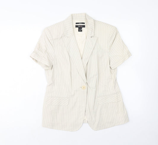 Style&co. Womens Beige Striped Jacket Blazer Size 8 Button