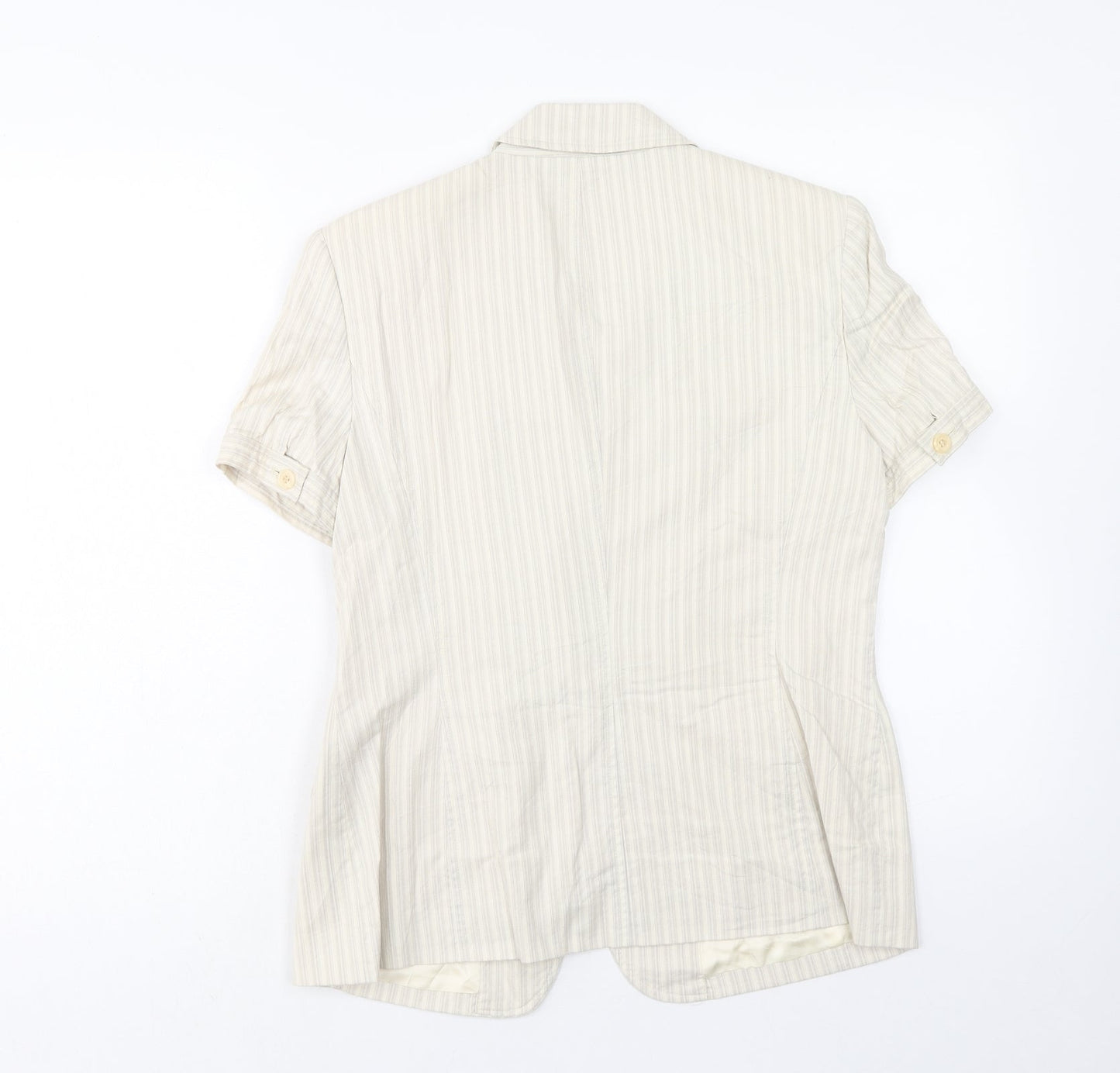 Style&co. Womens Beige Striped Jacket Blazer Size 8 Button