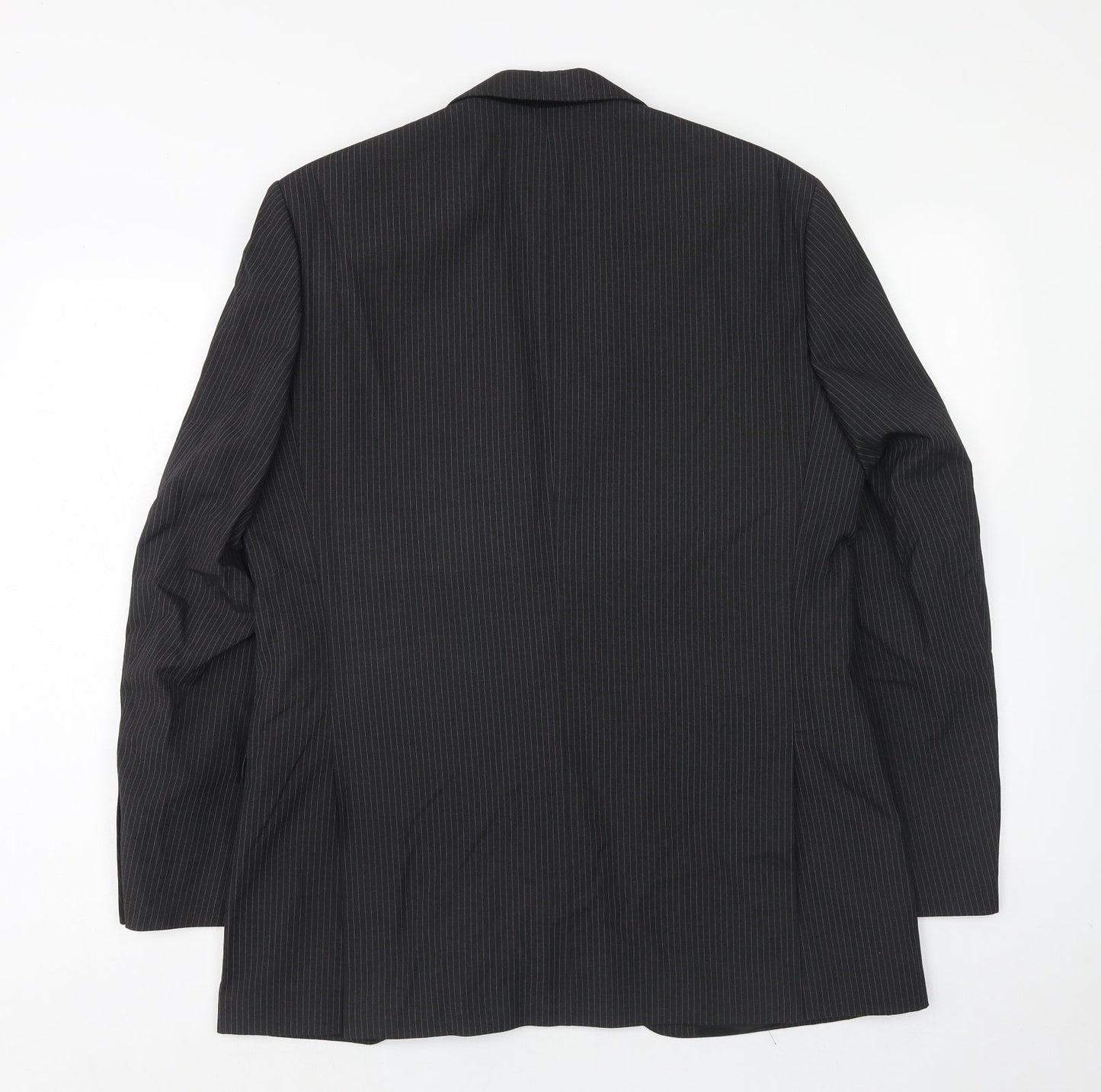 Tom english Mens Black Striped Polyester Jacket Suit Jacket Size 40 Regular