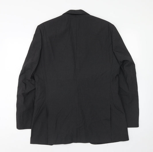 Tom english Mens Black Striped Polyester Jacket Suit Jacket Size 40 Regular