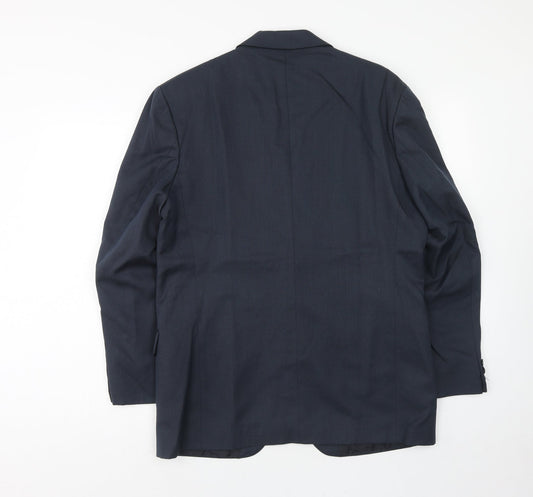 Pin stripe Mens Blue Polyester Jacket Suit Jacket Size 40 Regular