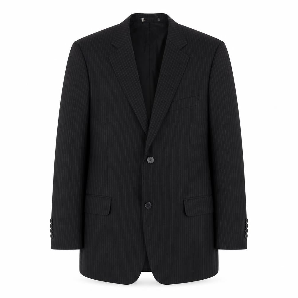 Taylor & Wright Mens Black Striped Polyester Jacket Suit Jacket Size 40 Regular
