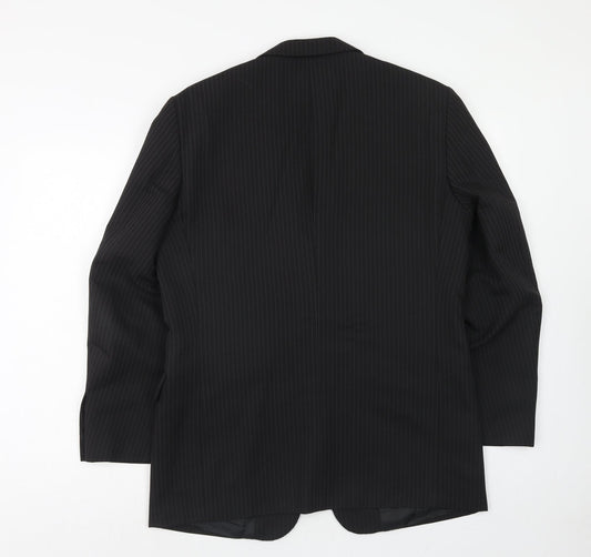 Taylor & Wright Mens Black Striped Polyester Jacket Suit Jacket Size 40 Regular