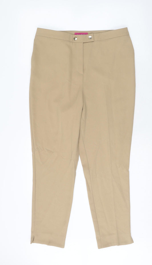 Preworn Womens Brown Polyester Trousers Size 32 in Regular Zip