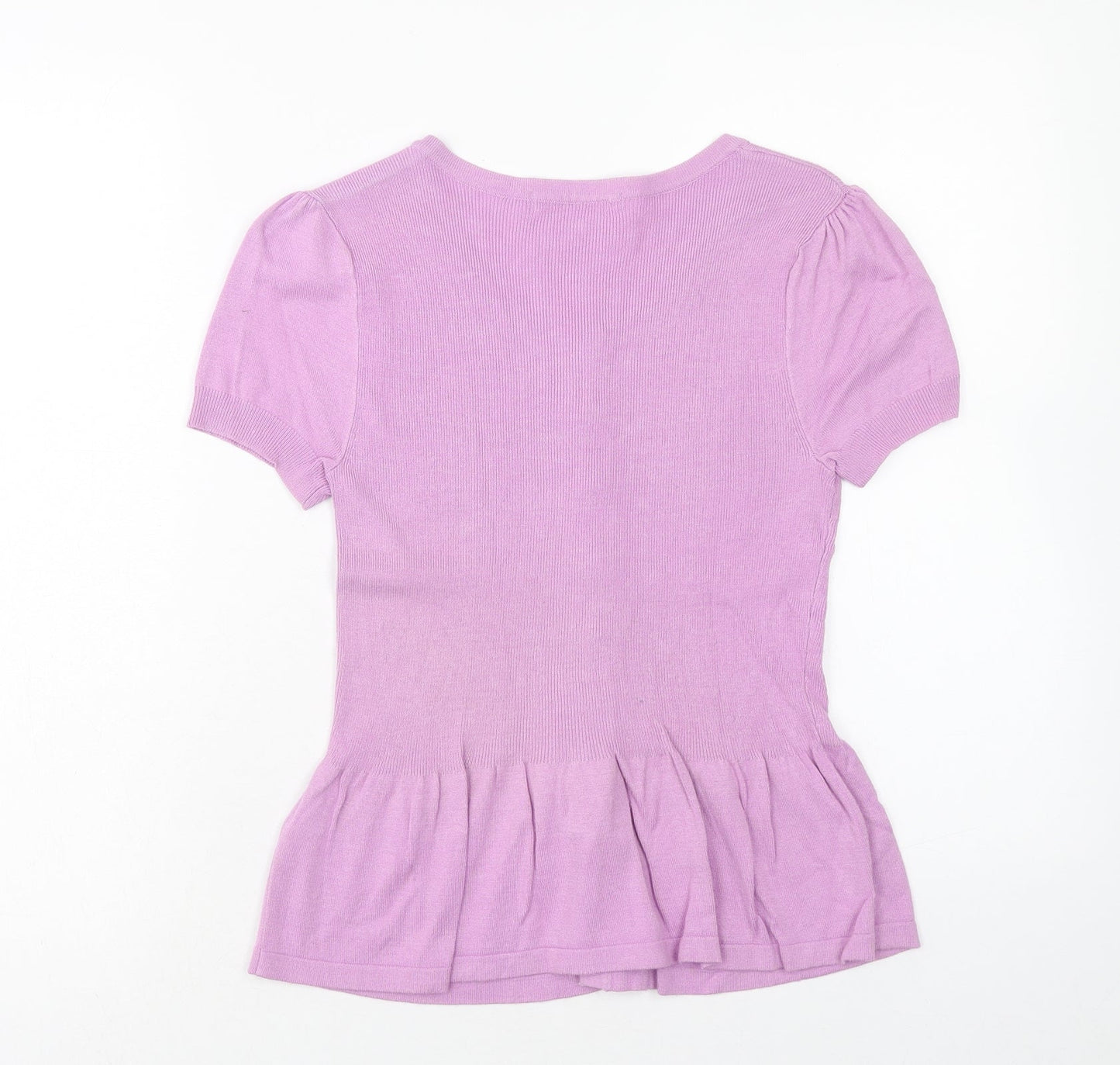 Marks and Spencer Womens Pink Scoop Neck Viscose Pullover Jumper Size 12 - Drop hem