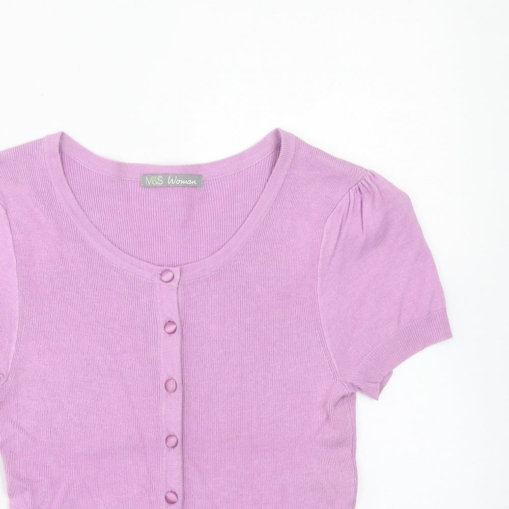 Marks and Spencer Womens Pink Scoop Neck Viscose Pullover Jumper Size 12 - Drop hem