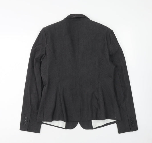 NEXT Womens Grey Polyester Jacket Blazer Size 14 Button