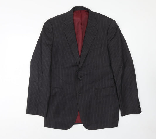 Jaegar Mens Grey Striped Polyacrylate Fibre Jacket Suit Jacket Size 40 Regular
