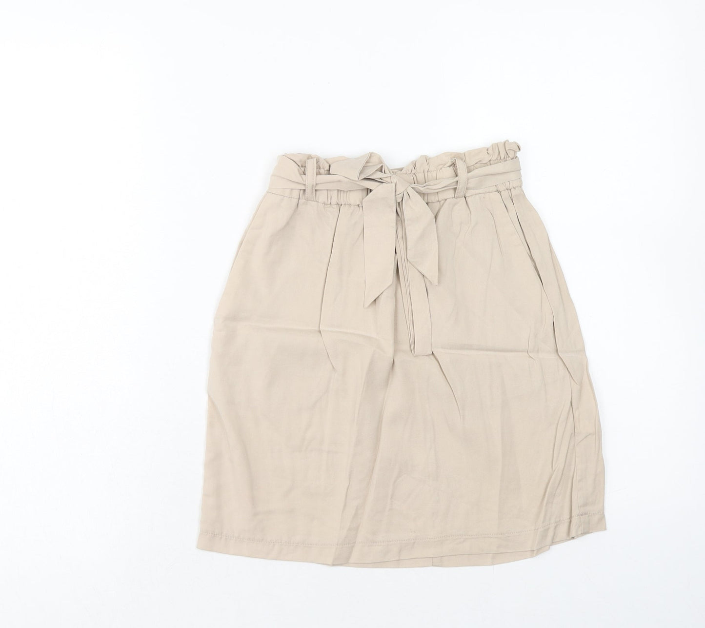 Topshop Womens Beige Lyocell Mini Skirt Size 6 - Belted