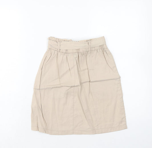 Topshop Womens Beige Lyocell Mini Skirt Size 6 - Belted