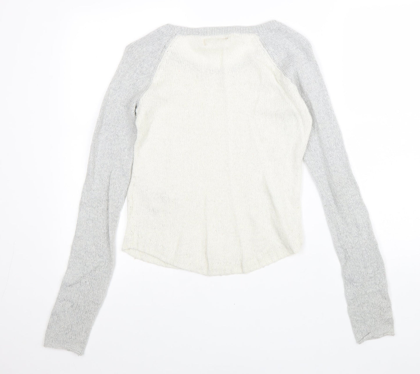 Hollister Womens White Scoop Neck Acrylic Pullover Jumper Size XS