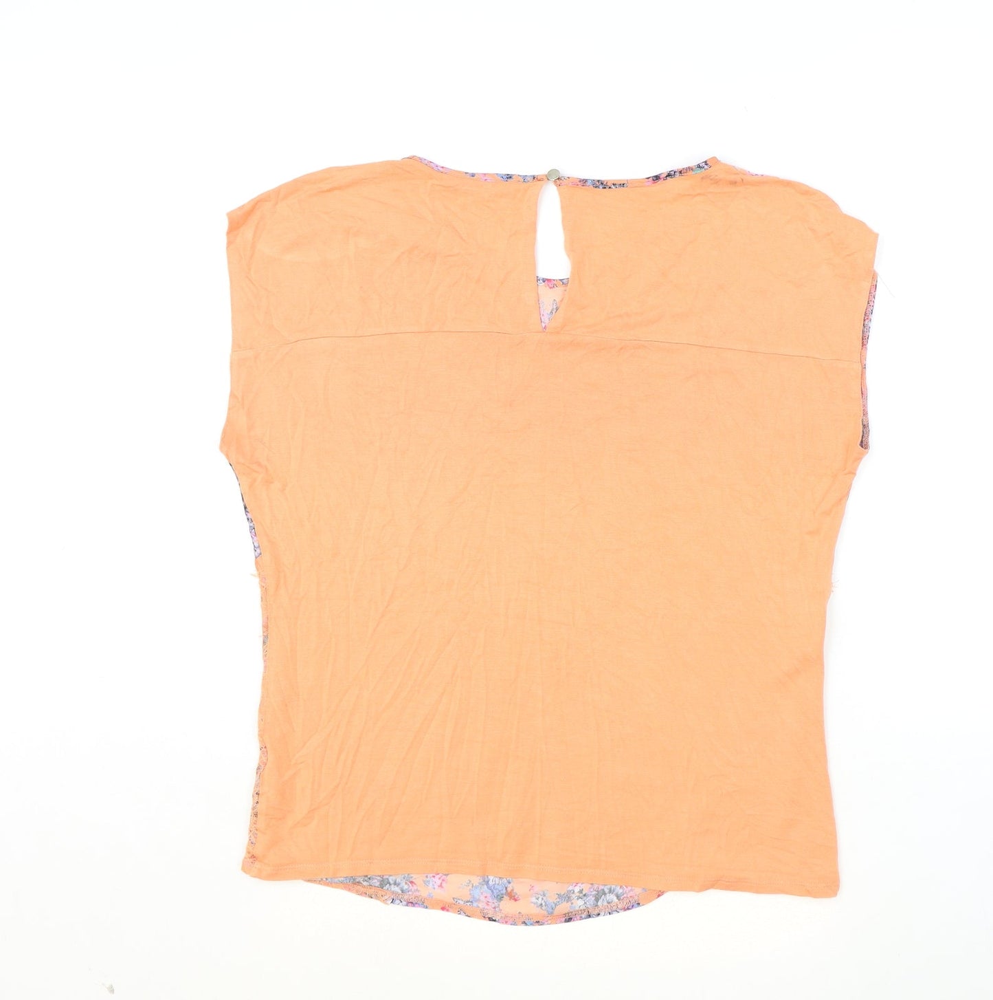 Oasis Womens Multicoloured Floral Polyester Basic T-Shirt Size M Round Neck