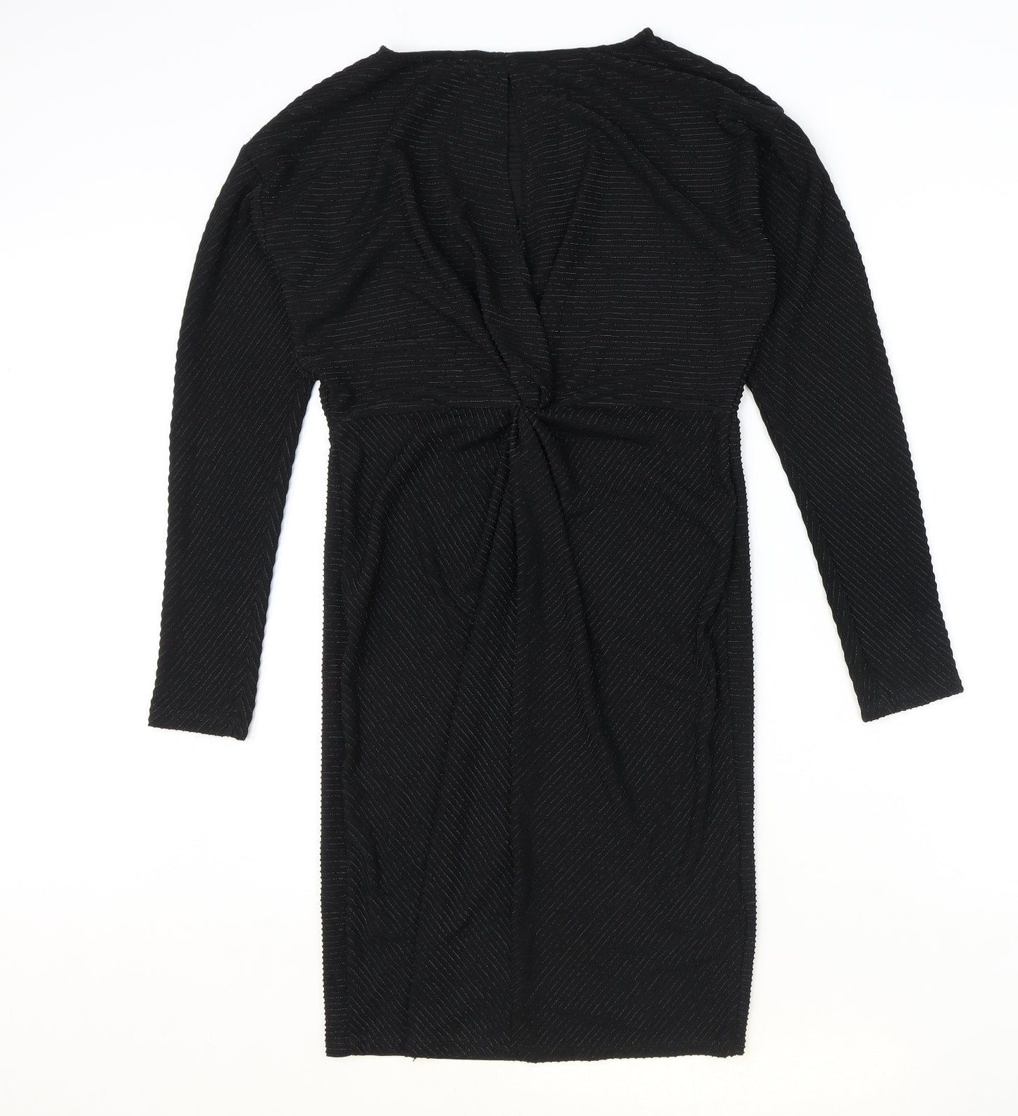 NEXT Womens Black Striped Polyester Shift Size 10 Boat Neck Pullover