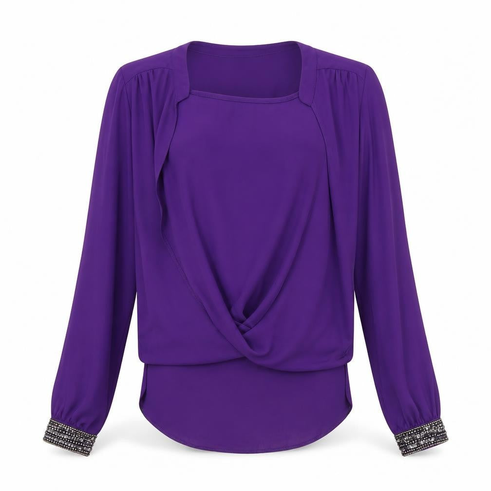 Wallis Womens Purple Polyester Basic Blouse Size 10 Round Neck