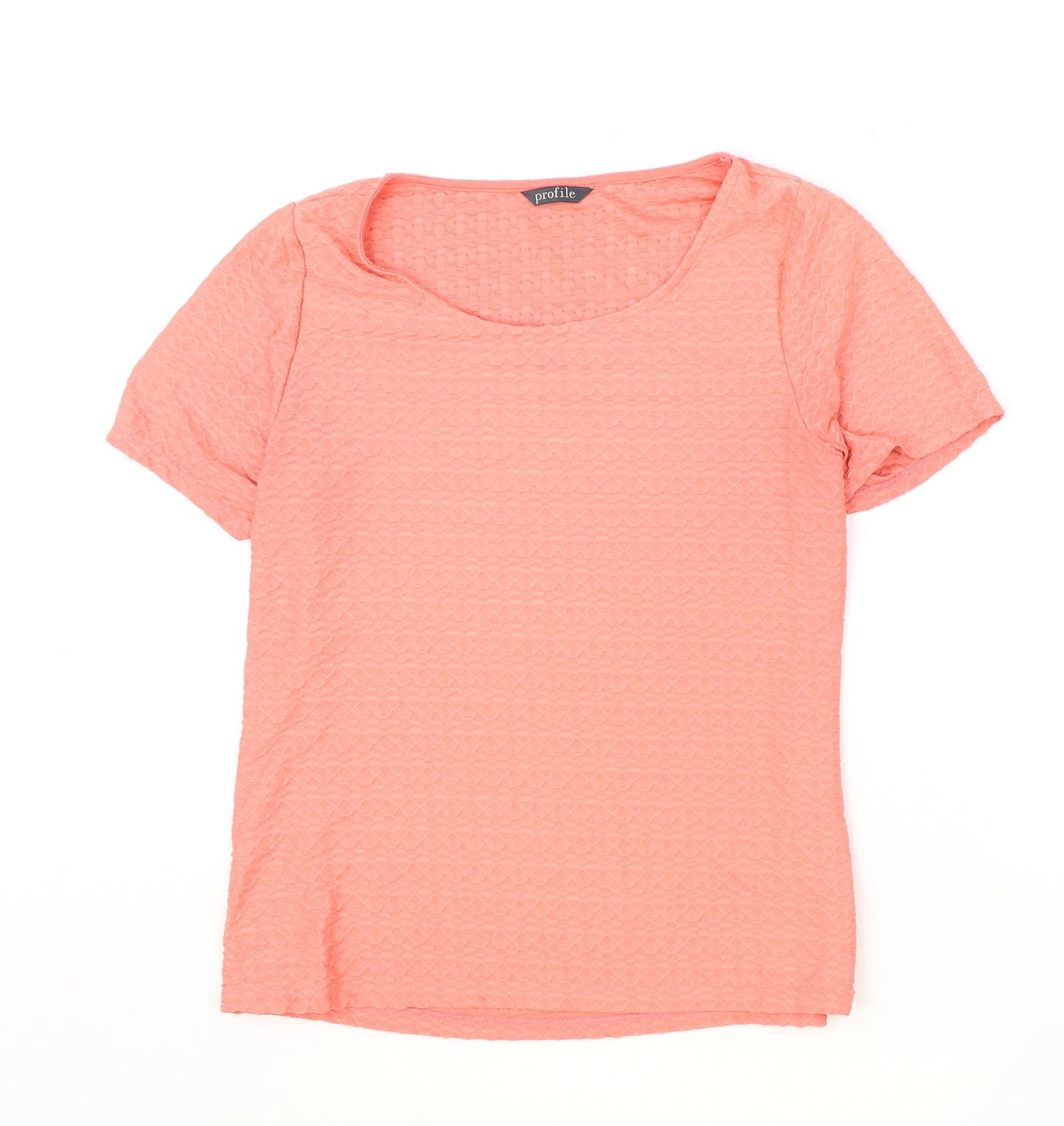 Profile Womens Pink Geometric Polyester Basic T-Shirt Size 14 Round Neck