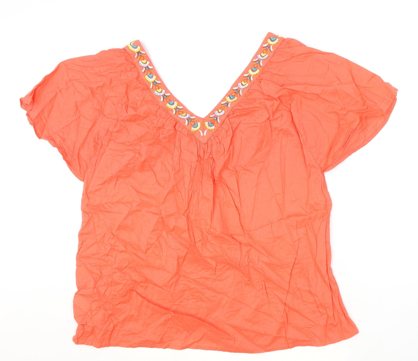 Monsoon Womens Pink 100% Cotton Basic Blouse Size S V-Neck