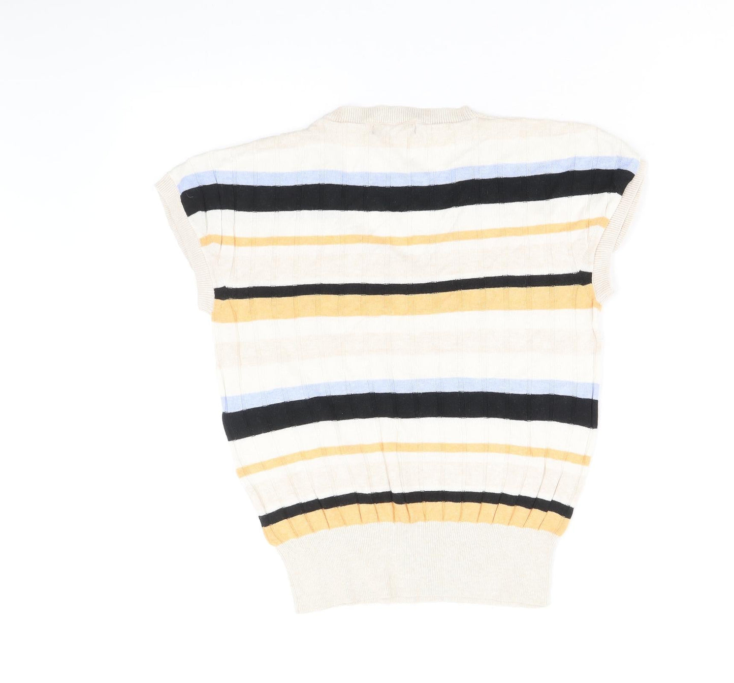 Marks and Spencer Womens Multicoloured V-Neck Striped Viscose Pullover Jumper Size M