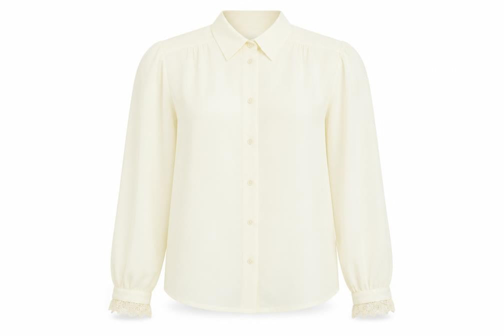 Koret Womens Ivory Polyester Basic Button-Up Size 8 Collared