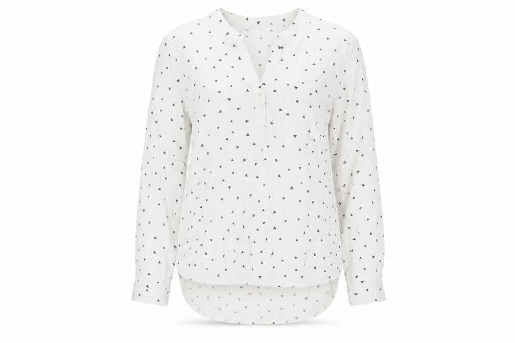 Marks and Spencer Womens White Geometric Viscose Basic Button-Up Size 14 V-Neck