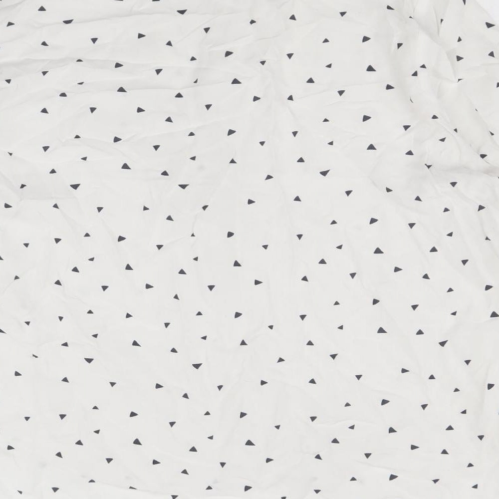 Marks and Spencer Womens White Geometric Viscose Basic Button-Up Size 14 V-Neck