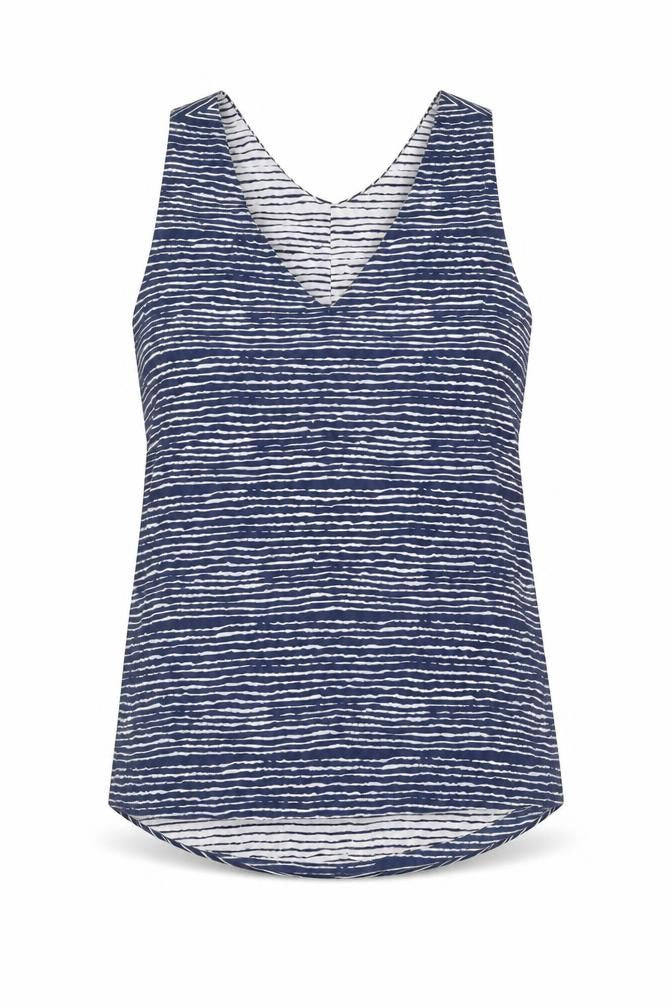 NEXT Womens Blue Striped Polyester Basic Tank Size 6 V-Neck - Reversible
