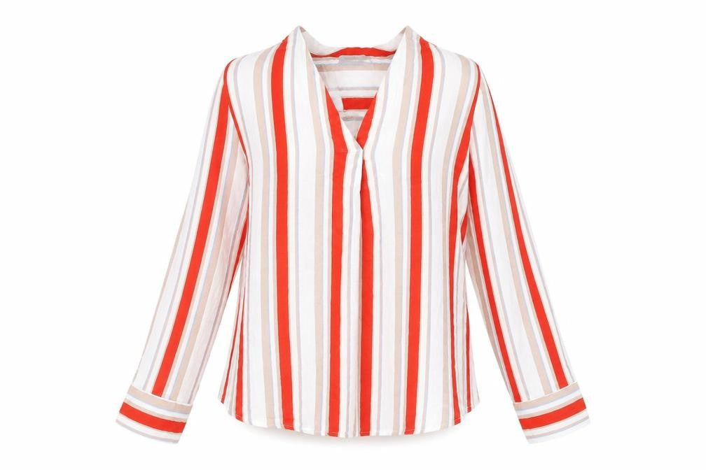 b.young Womens Multicoloured Striped Viscose Basic Blouse Size 12 V-Neck
