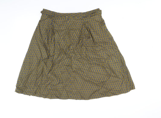 Bric A Brac Womens Brown Geometric Cotton A-Line Skirt Size M - Belted