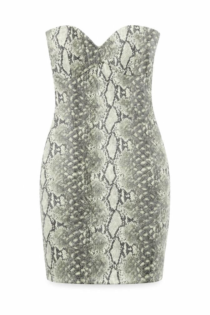 MISSYEMPIRE Womens Brown Animal Print Polyester Bodycon Size 8 Off the Shoulder Pullover - Snake Skin Print, Pleather