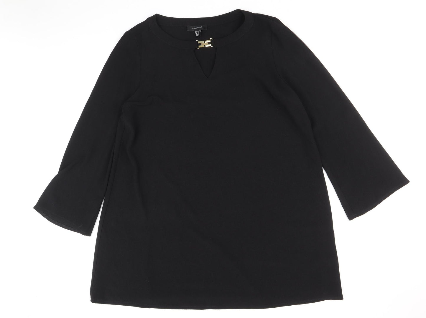 Atmosphere Womens Black Polyester Shift Size 18 Boat Neck Pullover - Necklace Detail