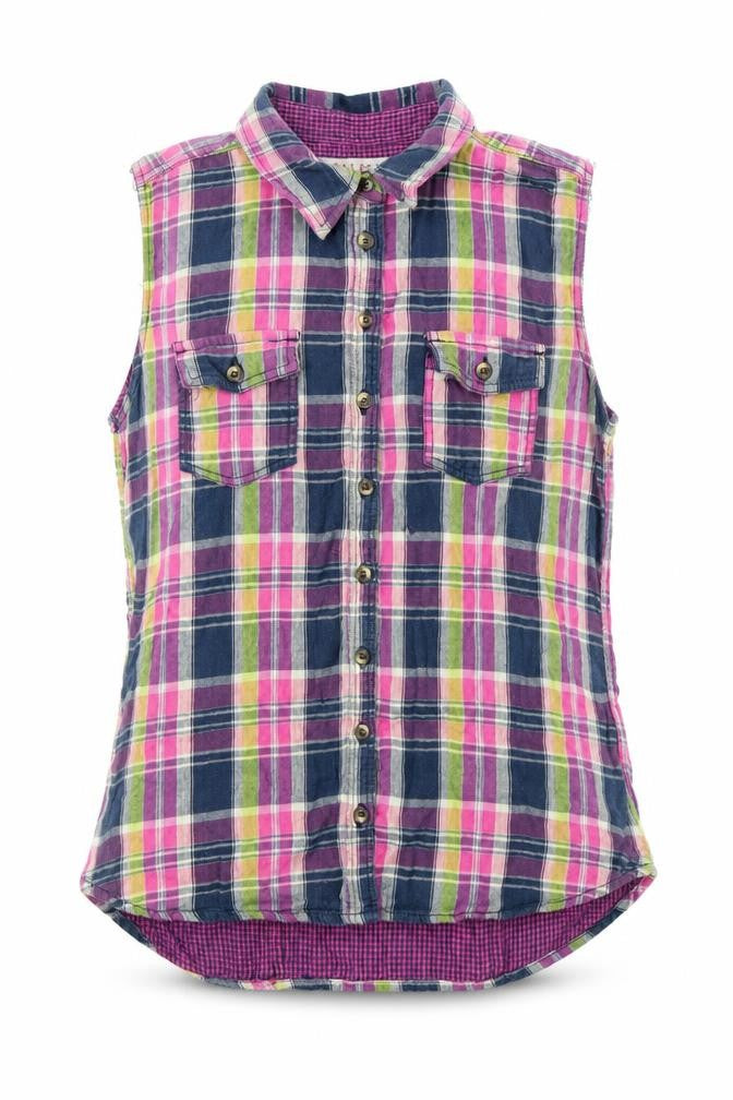 Farmer Heritage Womens Multicoloured Plaid 100% Cotton Basic Button-Up Size 14 Collared