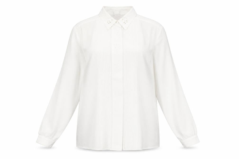C&A Womens White Polyester Basic Button-Up Size 16 Collared