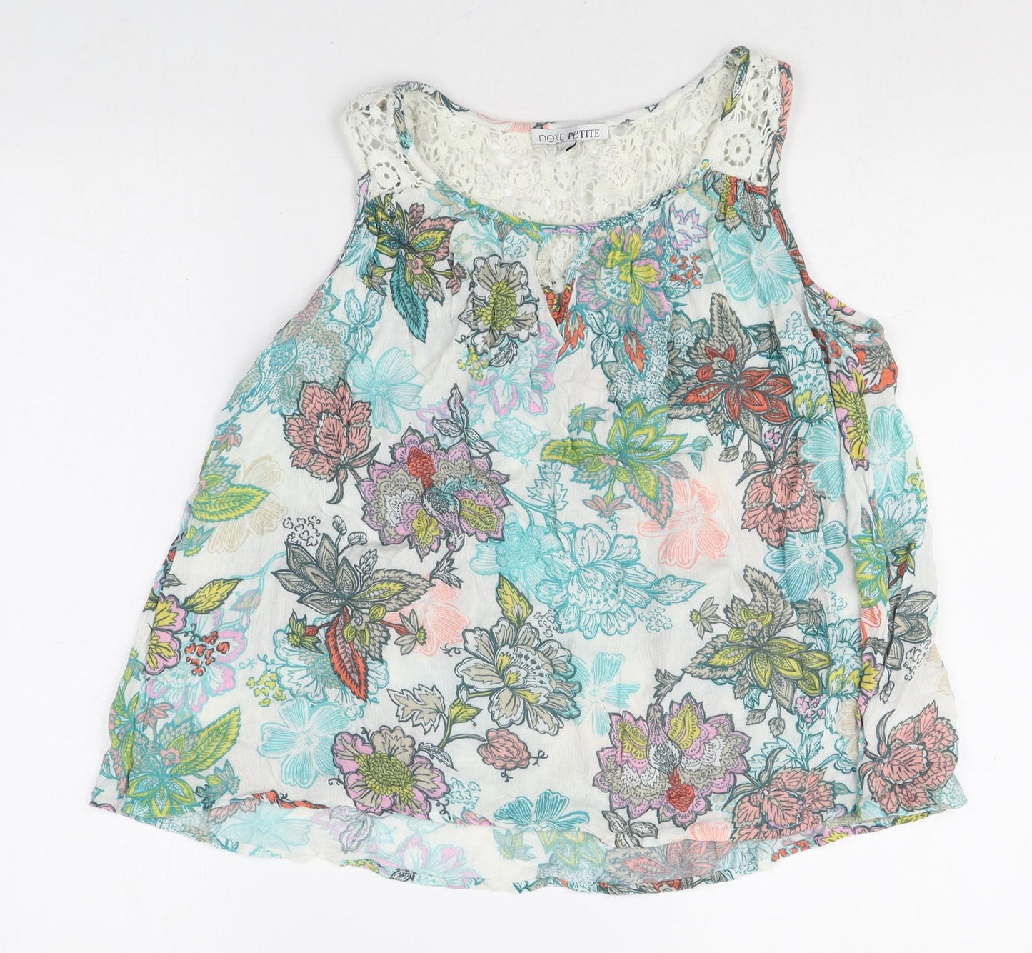 NEXT Womens Multicoloured Floral Viscose Basic Tank Size 8 Round Neck