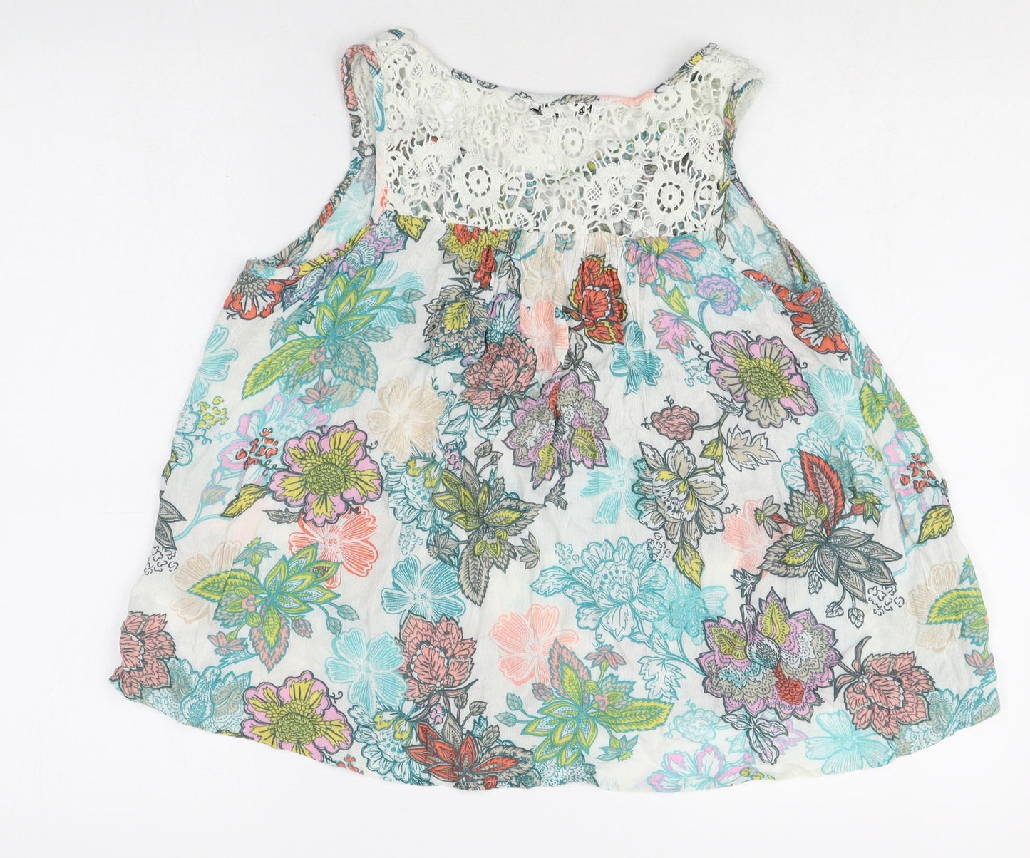 NEXT Womens Multicoloured Floral Viscose Basic Tank Size 8 Round Neck