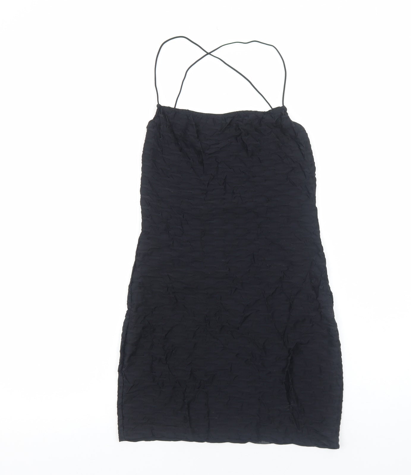 Bershka Womens Silver Polyester Slip Dress Size M Square Neck Pullover