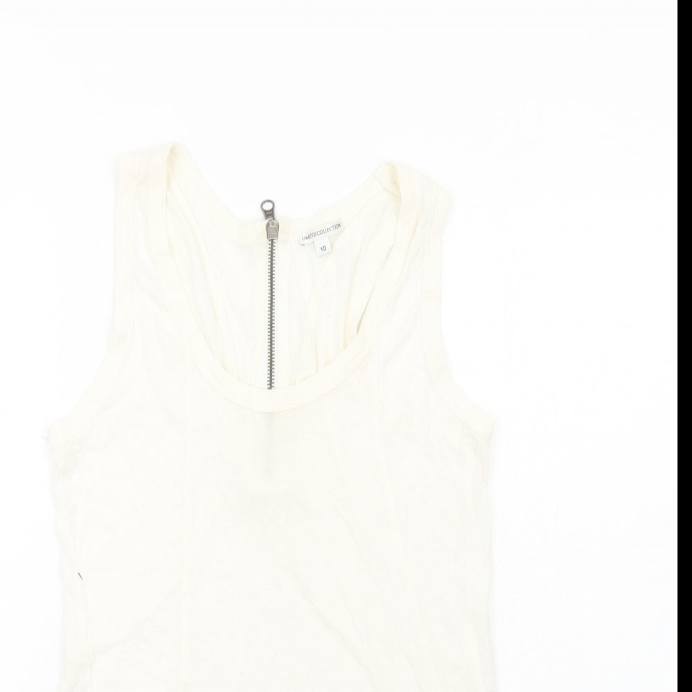 Marks and Spencer Womens Ivory Viscose Basic Tank Size 10 Round Neck