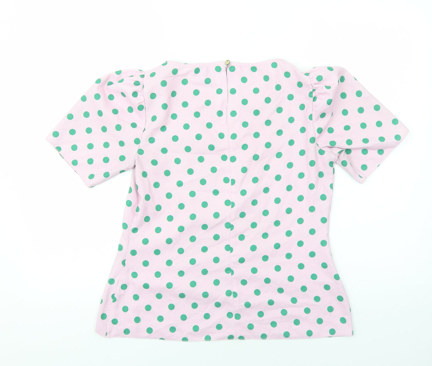 Closet Womens Pink Polka Dot Polyester Basic T-Shirt Size 12 Round Neck