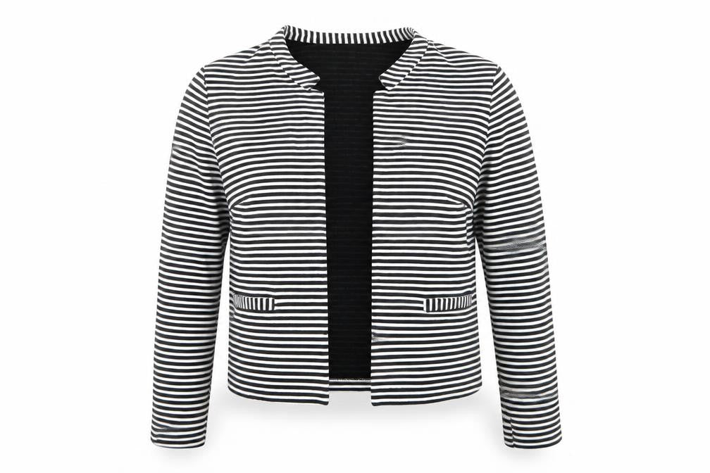 Papaya Womens Black V-Neck Striped Viscose Cardigan Jumper Size 10
