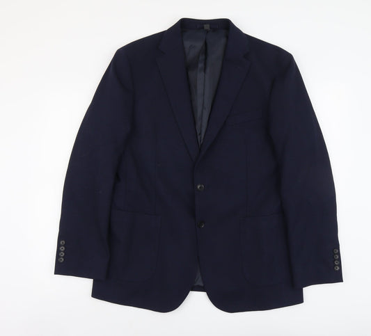 Marks and Spencer Mens Blue Polyamide Jacket Suit Jacket Size L Regular