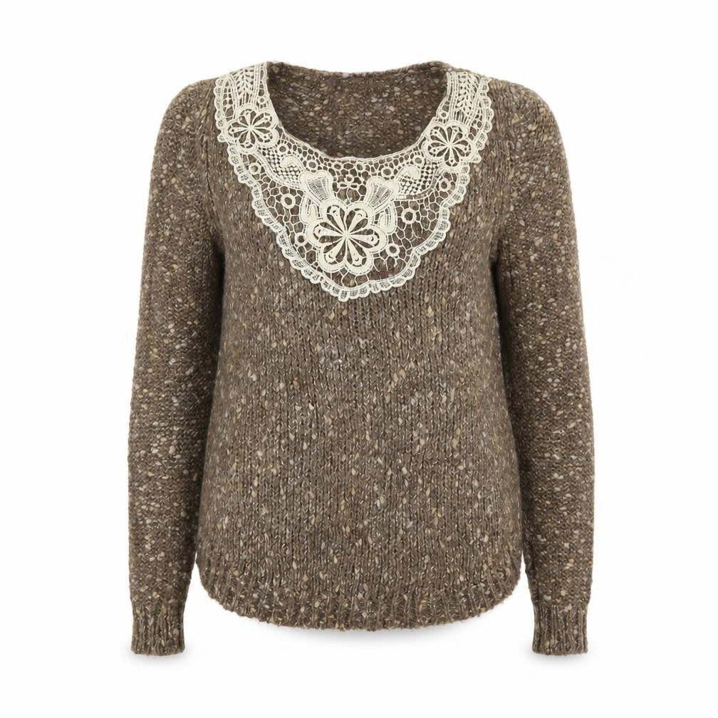 Marks and Spencer Womens Brown Round Neck Acrylic Pullover Jumper Size 8