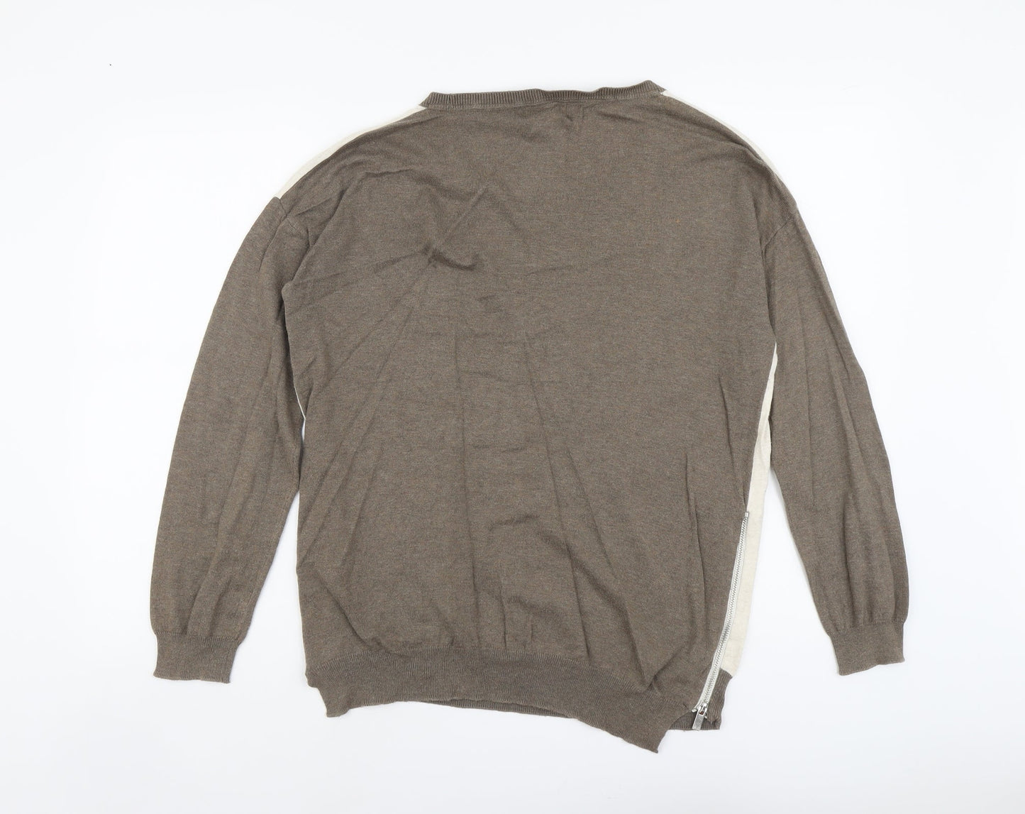 NEXT Womens Beige Round Neck Cotton Pullover Jumper Size 10