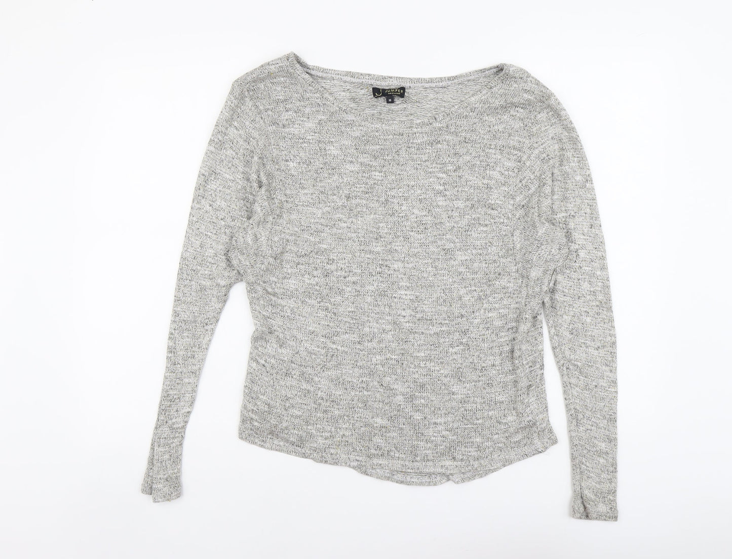 New Look Womens Grey Boat Neck Acrylic Pullover Jumper Size 10
