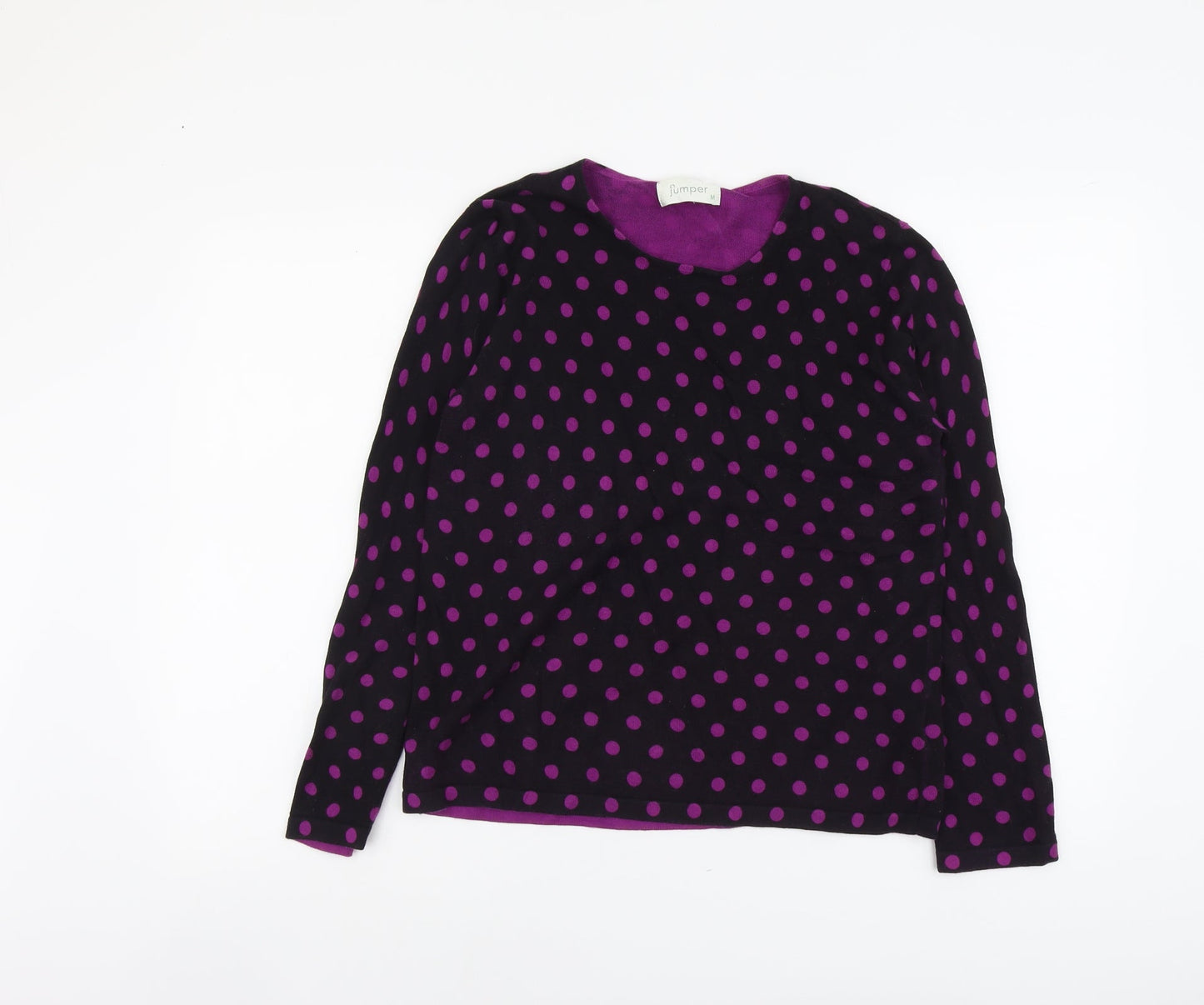 Jumper Womens Black Round Neck Polka Dot Acrylic Pullover Jumper Size M
